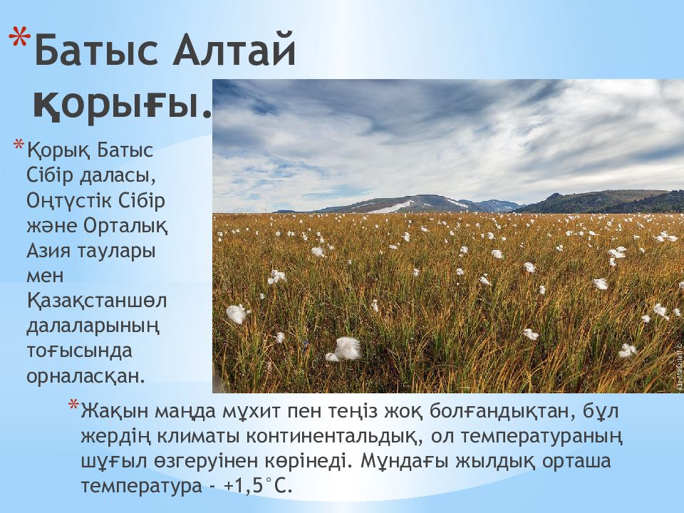 Батыс Алтай қорығы.