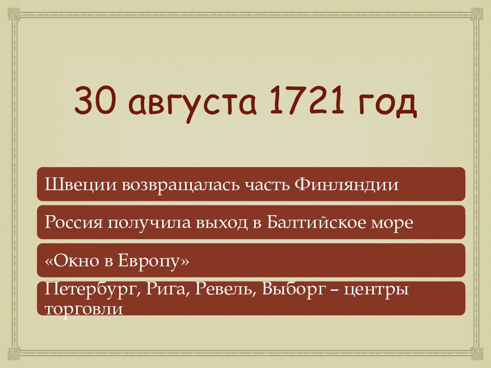 30 августа 1721 год